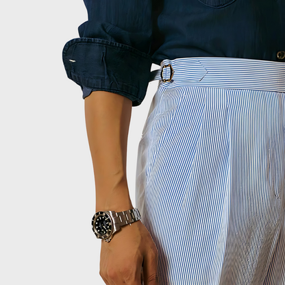 Mannen Shorts Met Riem Streepjes Print Korte Broek