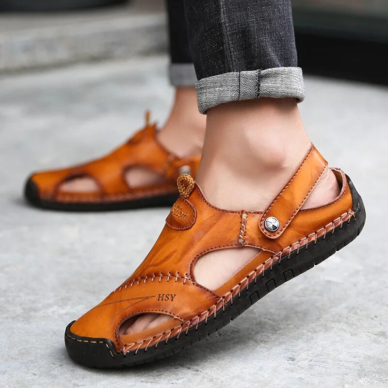 Leren Sandalen voor Mannen Robuust en Klassiek