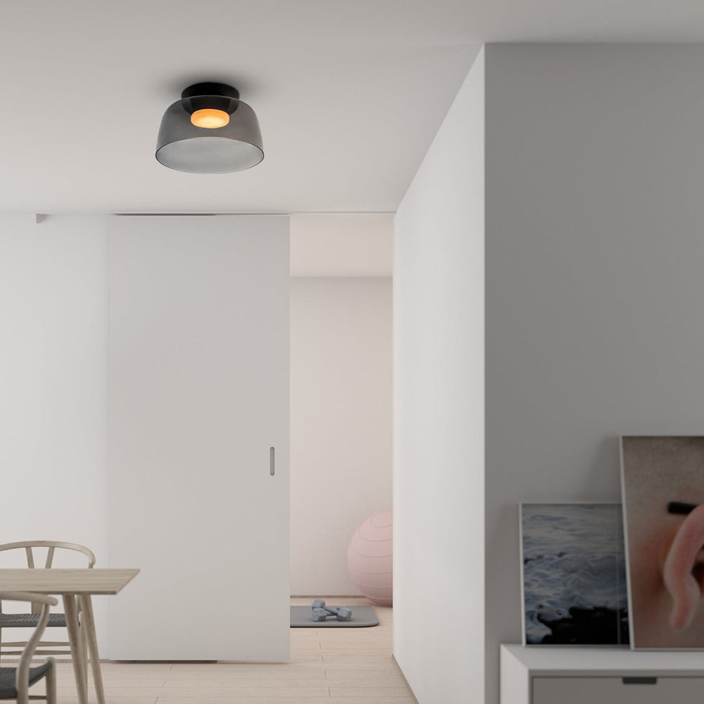 Design Glazen Plafondlamp met Gelaagde Structuur — Elegant Lichtspel voor Eetkamer, Woonkamer en Slaapkamer