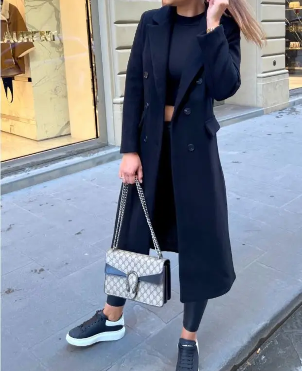 Dames Trenchcoat Lang Elegante Kwaliteit Herfst Winter