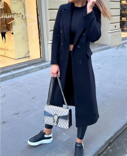 Dames Trenchcoat Lang Elegante Kwaliteit Herfst Winter