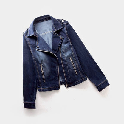 Stoere Denim Jack met Asymmetrische Rits
