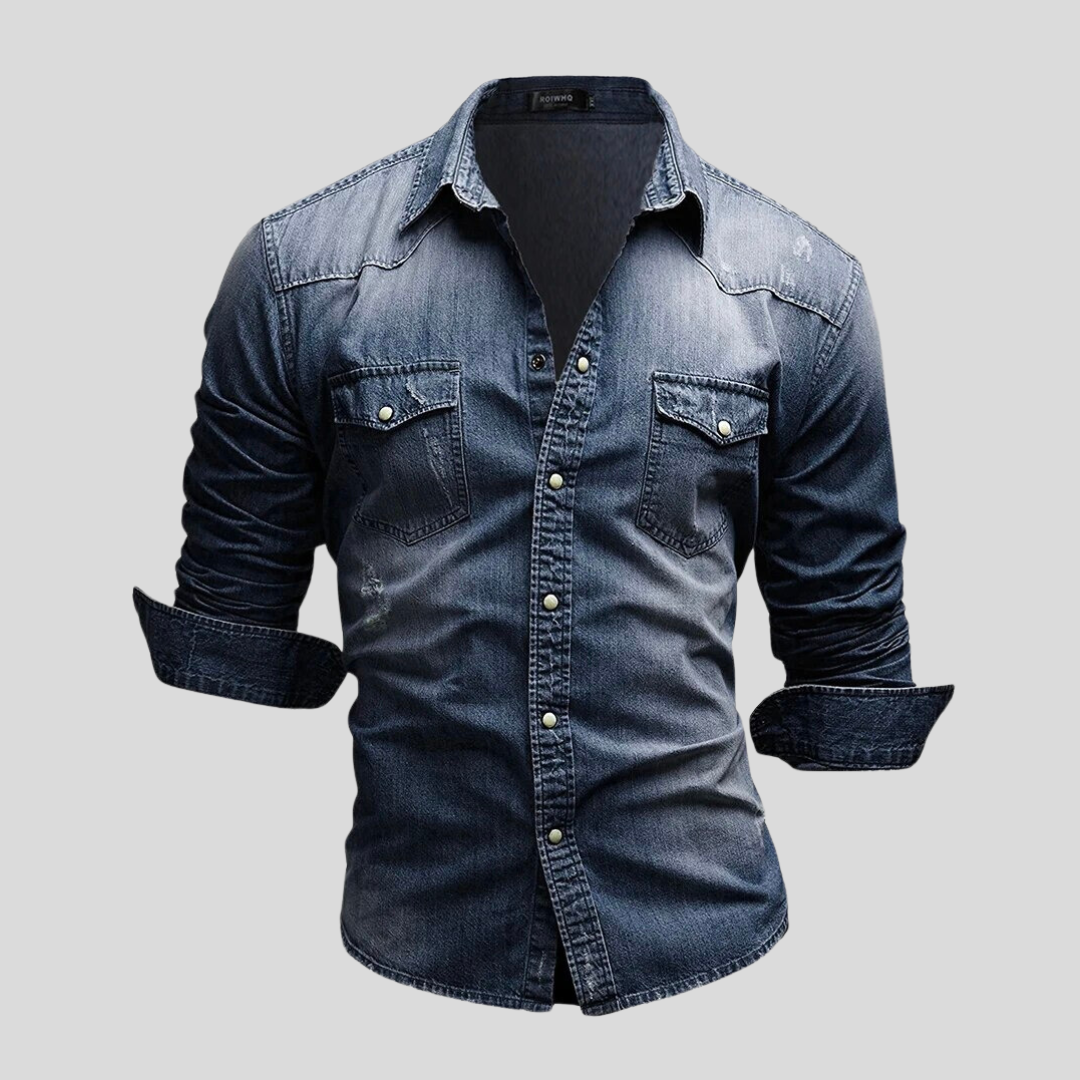 Heren Overhemd Blauw Denim Casual Kleding