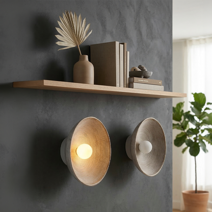 Moderne Scandinavische Wandlamp met Houtlook en Zacht Licht – Klein 20 cm of Groot 27 cm – Warm Wit Koel Wit of Dimbaar