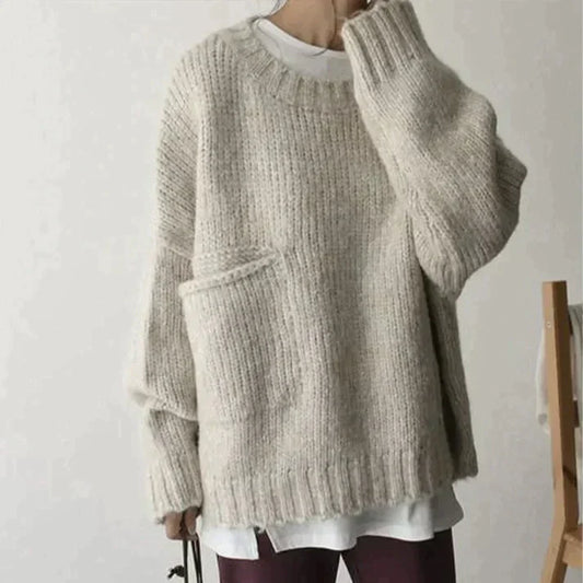 Oversized Trui Ivoorwit Met Voorzak en Rits - StudioMarella