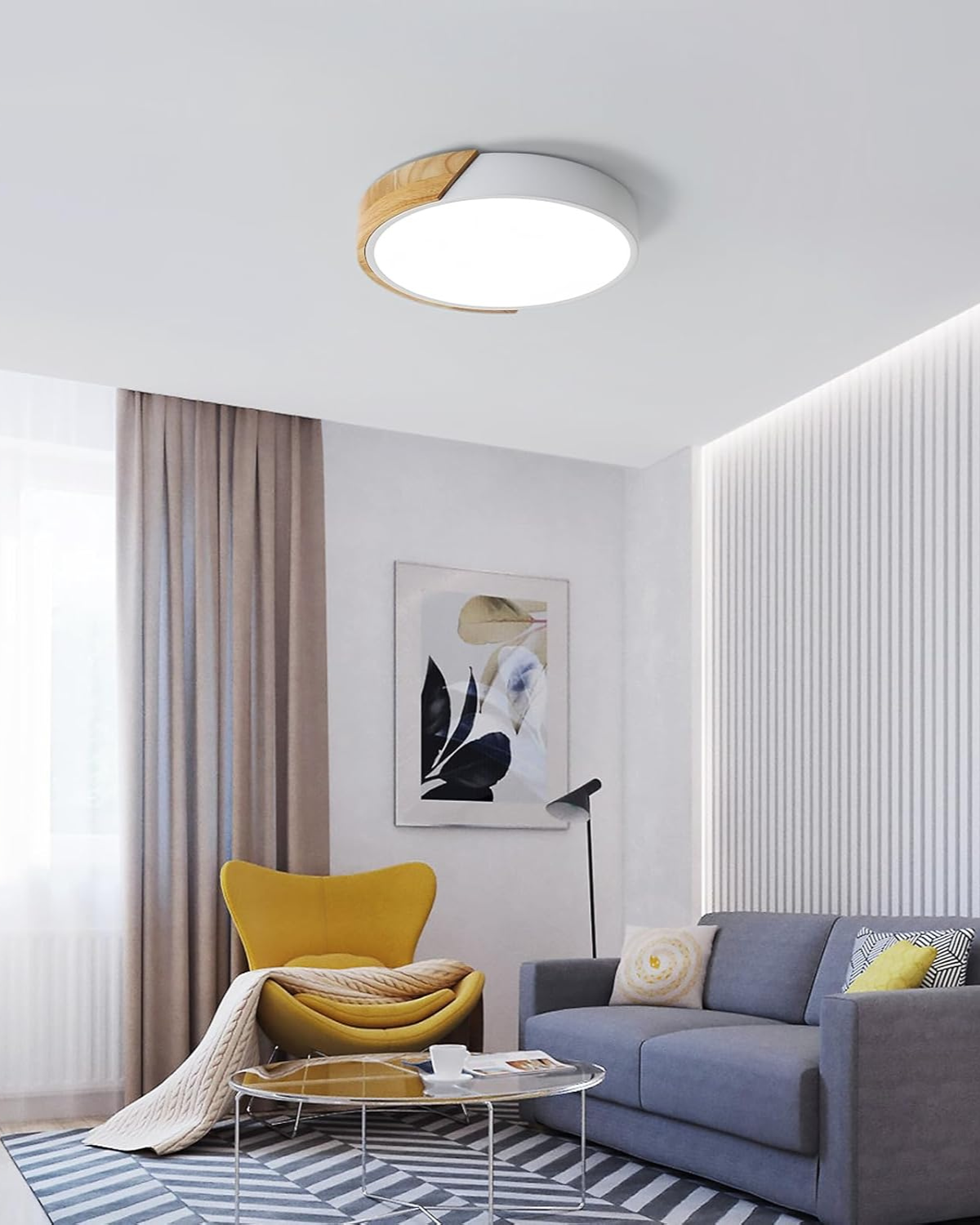 Moderne ronde plafondlamp met houtaccent en LED verlichting – minimalistische designlamp in 23 30 40 50 en 60 cm