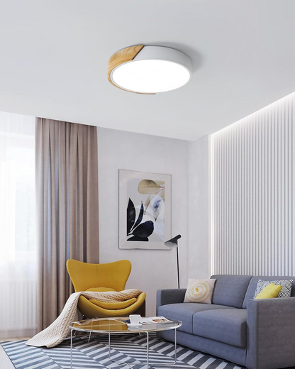 Moderne ronde plafondlamp met houtaccent en LED verlichting – minimalistische designlamp in 23 30 40 50 en 60 cm