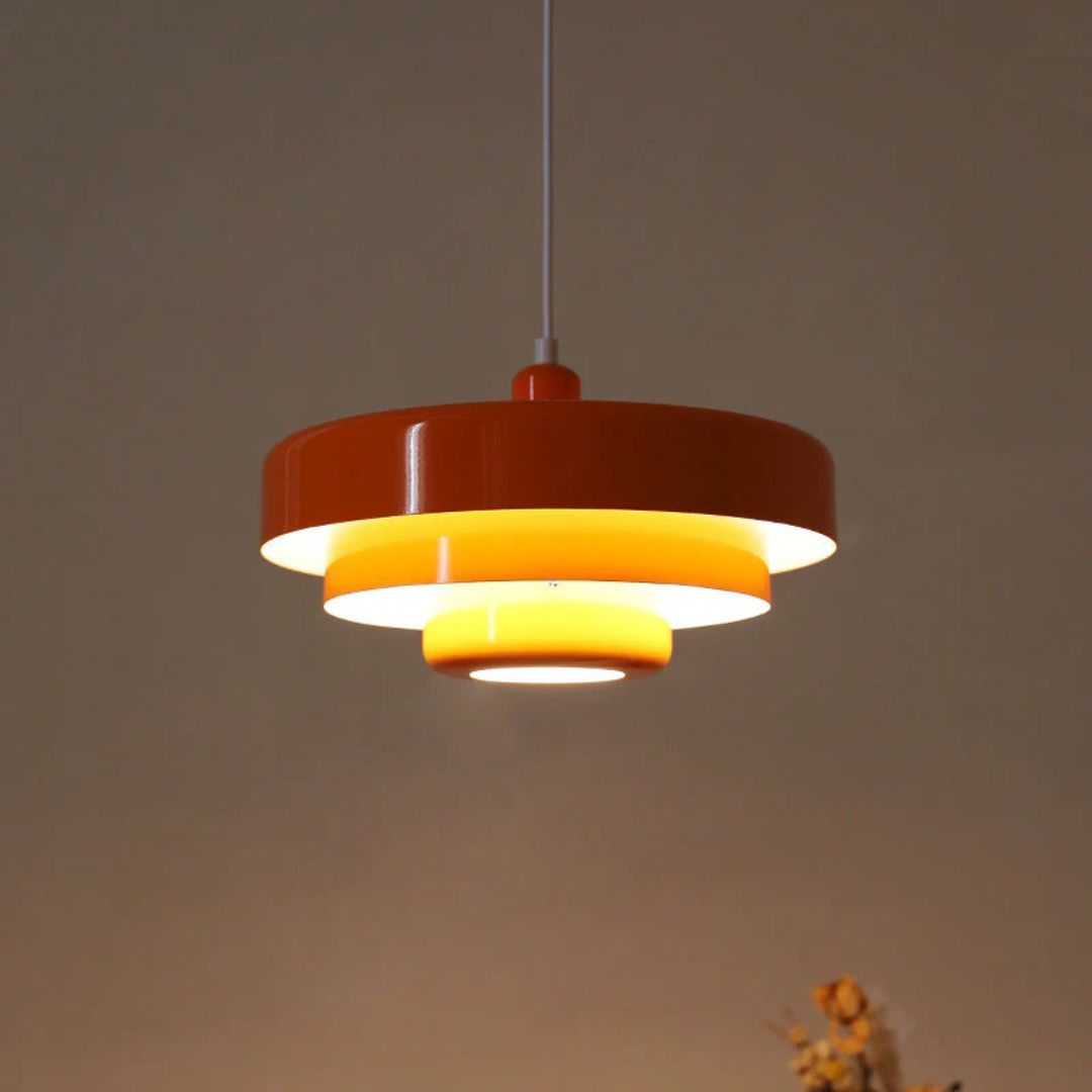 Hanglamp Metaal Gelaagd Ø35cm Oranje E27 Eettafel Woonkamer Retro Design Verlichting Industrieel Modern