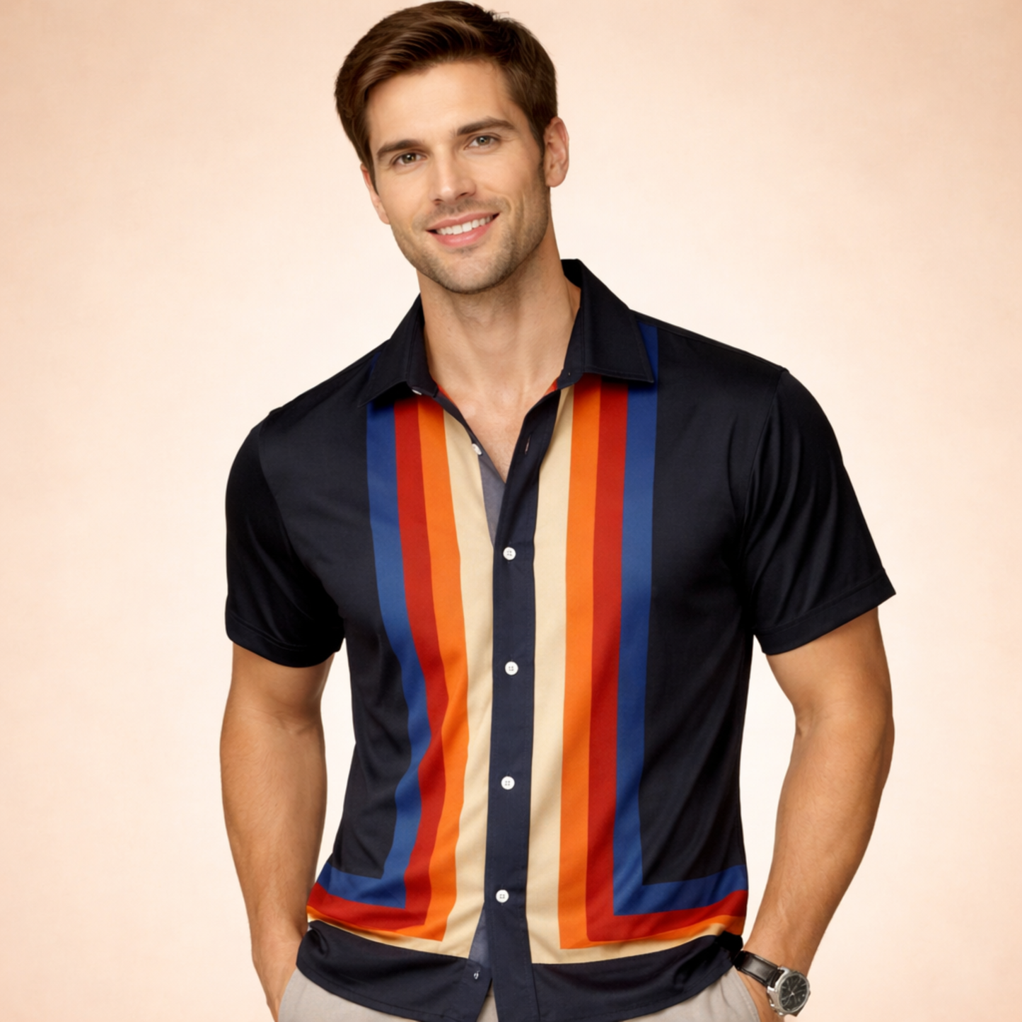 Heren Overhemd Retro Stijl Modern Katoen