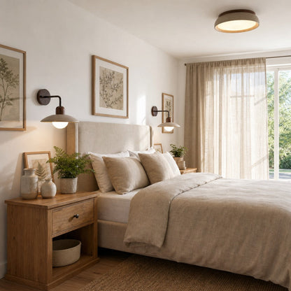 Plafondlamp Natuursteen Travertijn Beige ∅30 en ∅43 cm Warm Wit Licht Hal Overloop Woonkamer
