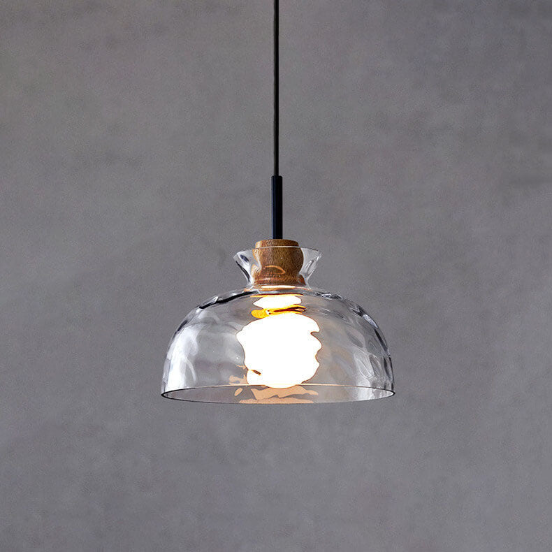 Hanglamp Glas Hout Transparant E26 Woonkamer Slaapkamer Eetkamer Pendellamp Glazen Kap Bell Cone Bowl Industrieel Retro