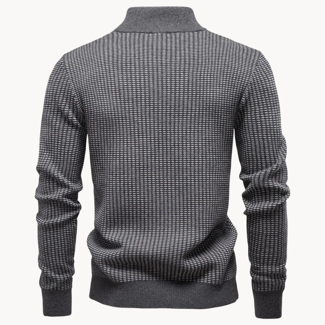 Pullover met Textuur en Kwart Rits voor Heren