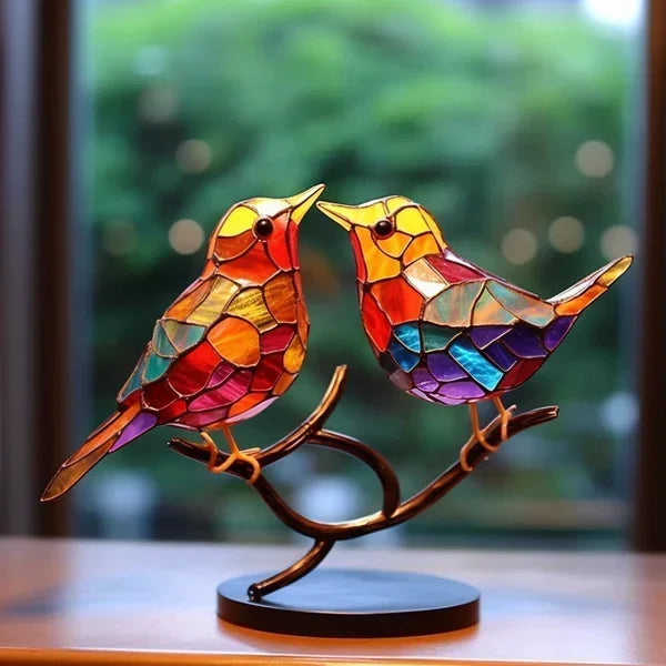 Acryl Vogel Decoratie Beeld met Tak – Handgemaakt Design Ornament voor Woonkamer en Kantoor