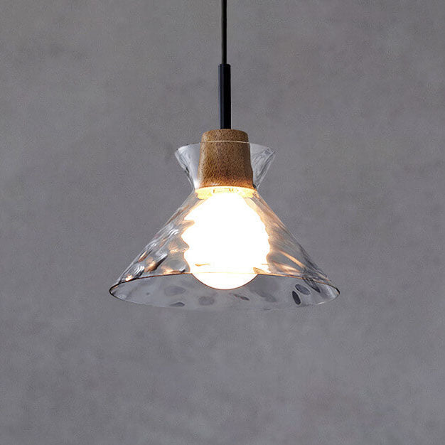 Hanglamp Glas Hout Transparant E26 Woonkamer Slaapkamer Eetkamer Pendellamp Glazen Kap Bell Cone Bowl Industrieel Retro