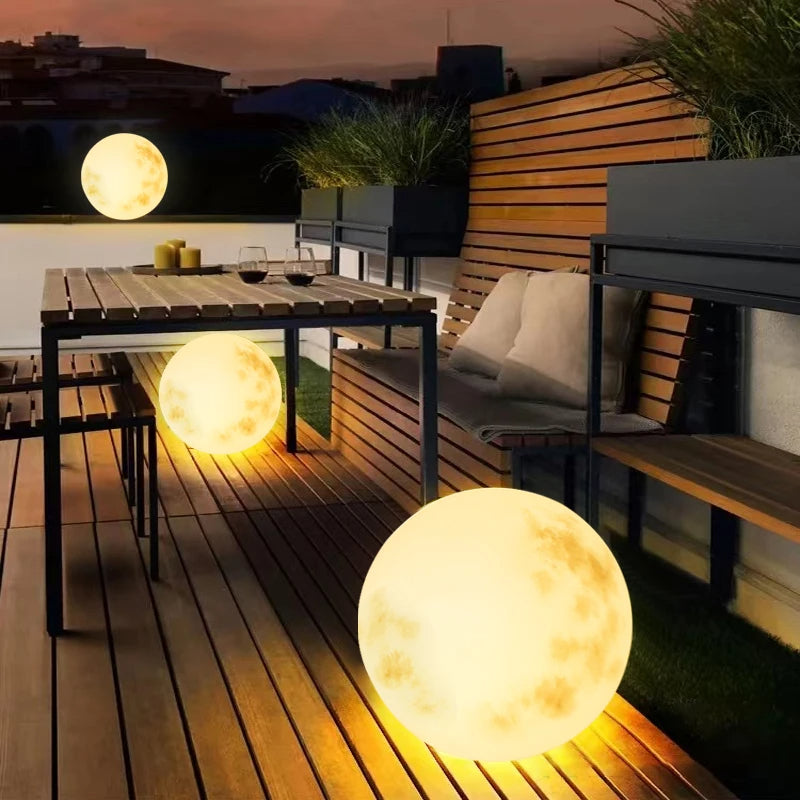 Tuinlamp in Maanvorm 20cm 30cm 40cm – LED Solar Outdoor Nachtverlichting voor Tuin Terras