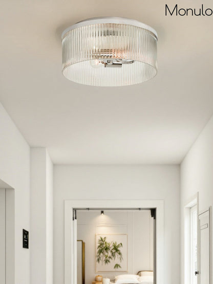 Geribbelde Glazen Plafondlamp Modern Laagbouw Ontwerp Slaapkamer Woonkamer Gang