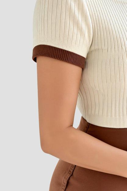 Polo Top Geribbeld Gebreid Kleur Blok Mannen