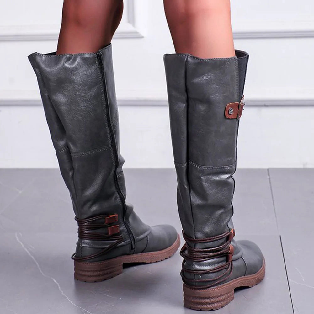 Leren Dames Ritslaarzen – Comfortabel & Warm voor Herfst en Winter