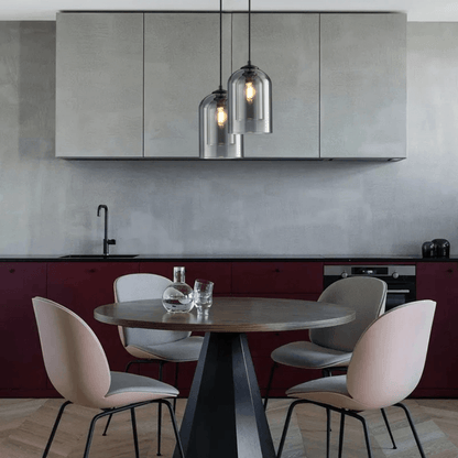 Scandinavische Glazen Hanglamp Slaapkamer Amber Grijs Nordic Minimalistisch Design Eetkamer Verlichting
