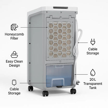 Draagbare Raambloze Aircooler met Afstandsbediening – 3-in-1 Luchtkoeler, Ventilator en Bevochtigingsfunctie voor Thuis en Kantoor