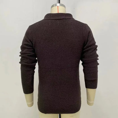 Heren Vest Trui Gebreid Casual Donkerbruin