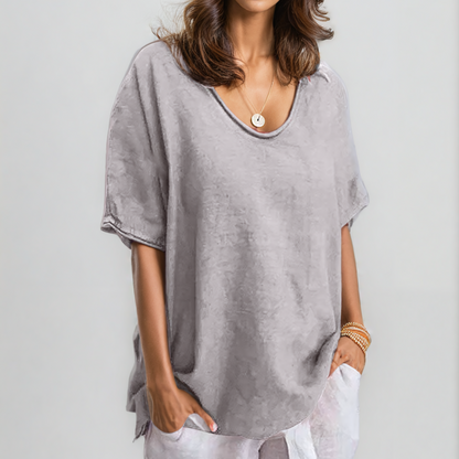 Dames Blouse V-hals Korte Mouw - StudioMarella