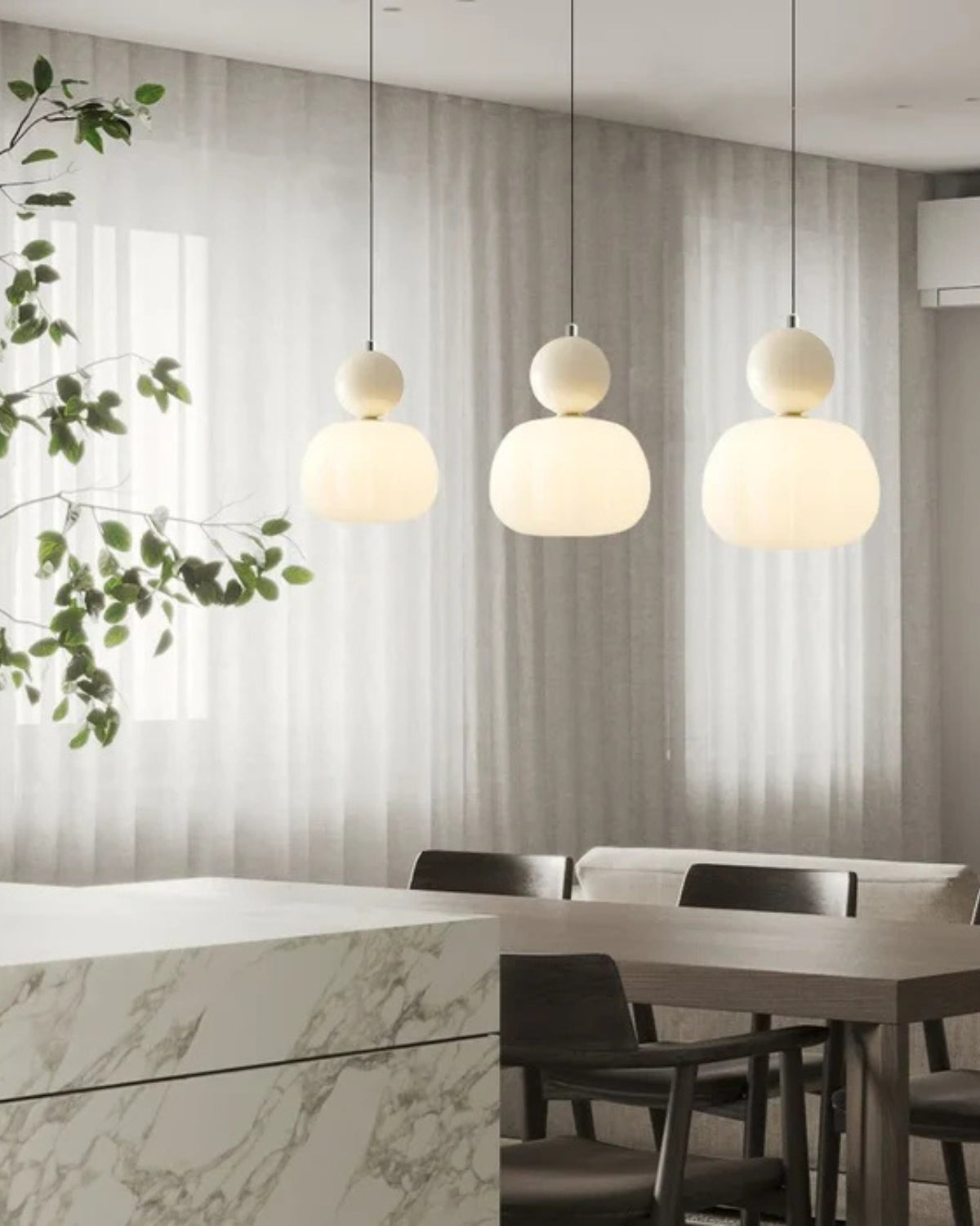 Art Deco Hanglamp Sculptuur met Warme Gloed voor Woonkamer Eetkamer