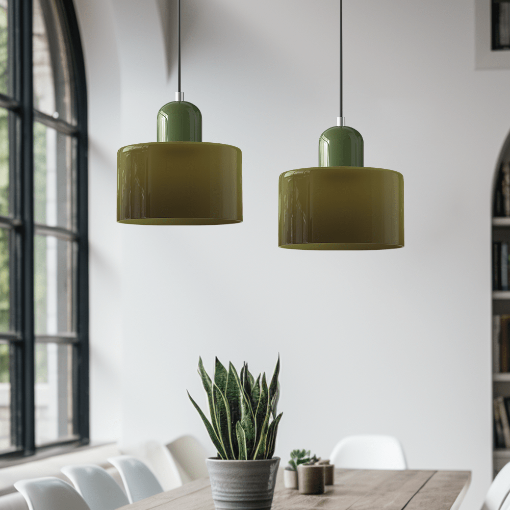 Glazen Hanglamp Bauhaus-Stijl Handgeweven Afwerking Eetkamer Woonkamer