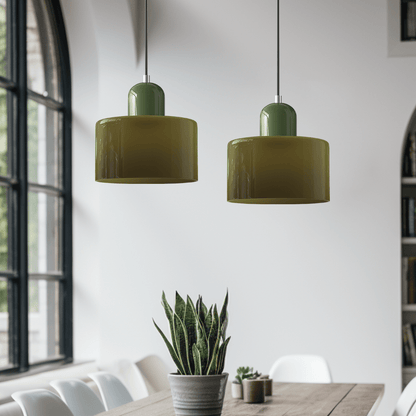 Glazen Hanglamp Bauhaus-Stijl Handgeweven Afwerking Eetkamer Woonkamer