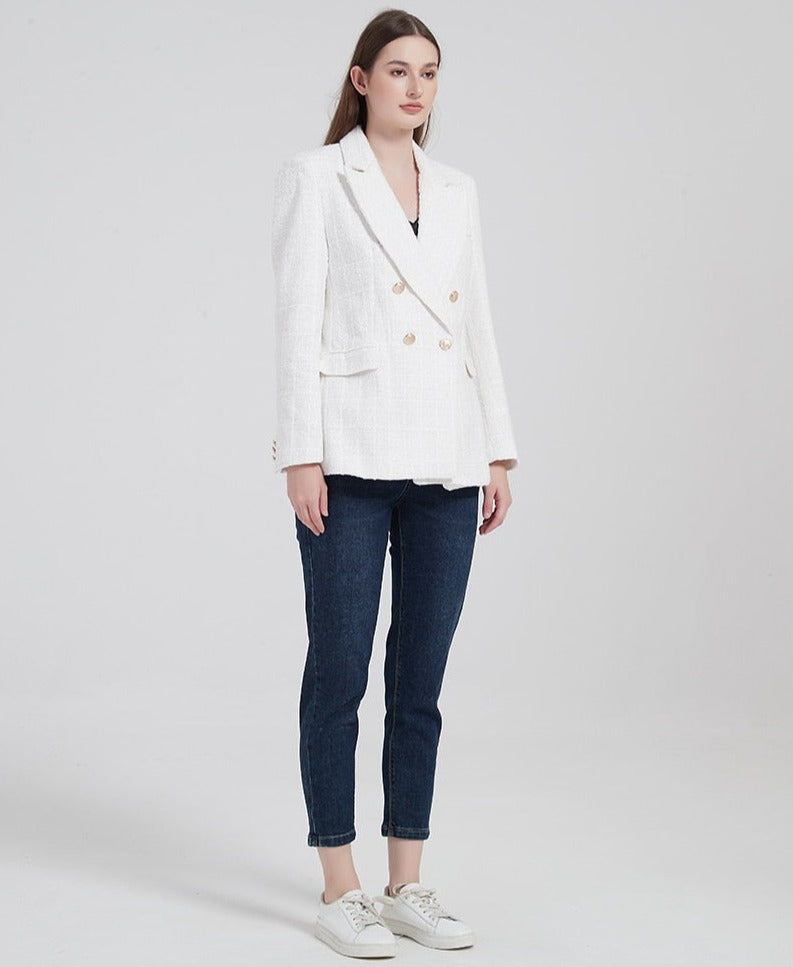 Heren Blazer Dubbele Knopen Elegant Getailleerd Luxe Jas