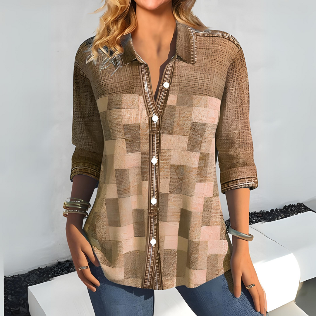 Chique Blouse met Knoopsluiting en Luchtige Textuur - StudioMarella