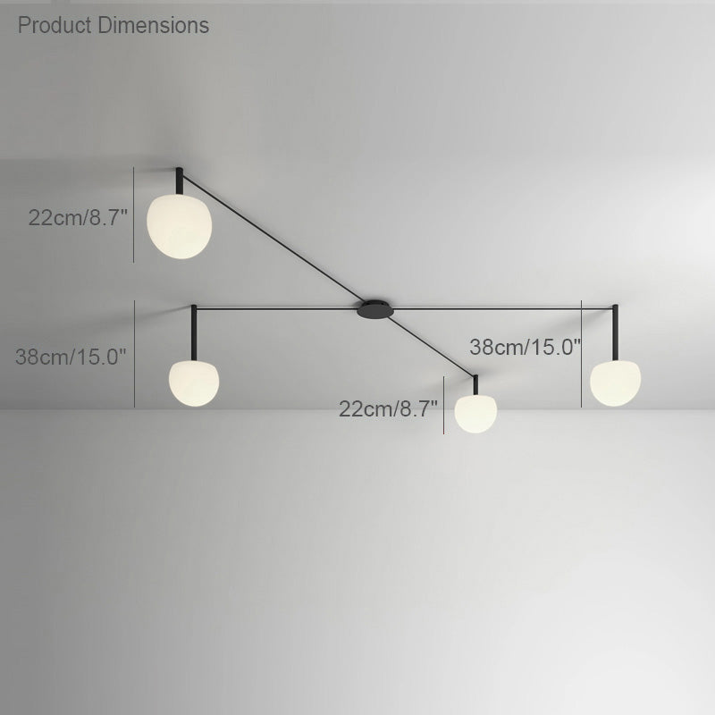Plafondlamp Glazen Bollen Verstelbaar Metaal Wit Woonkamer Slaapkamer Modern