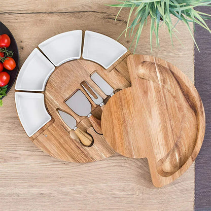 Luxe serveerplank met kaasplank en messen set voor borrel, diner en feestelijke presentaties