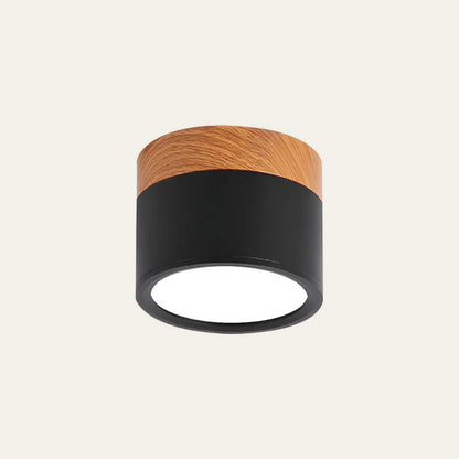 Cylinder kleine plafondlamp LED hout modern plafond hal woonkamer compact design