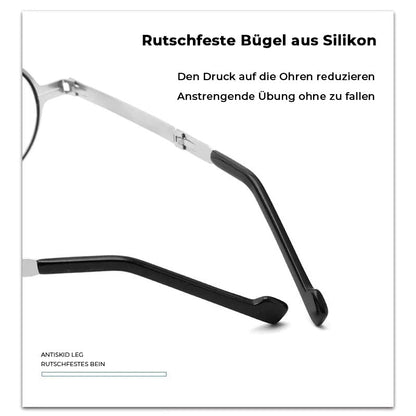 Vouwbare Leesbril met Blauwlichtfilter Titanium Rond en Vierkant Ultralicht Compact 19g Oogbescherming