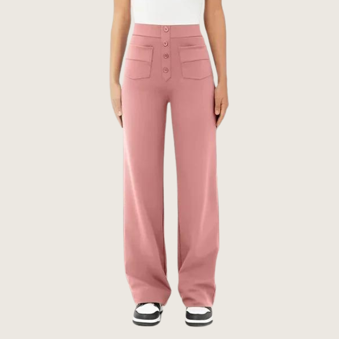 Hoge Broek voor Dames Elastisch Comfortabel Zwart