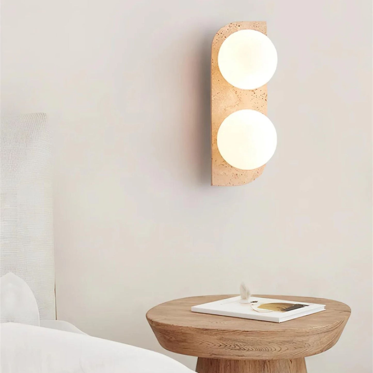 Wandlamp Travertin G9 Glas Hout Beige Woonkamer Hal Badkamer Minimalistische Wandverlichting Sfeerverlichting Natuurlijk Design