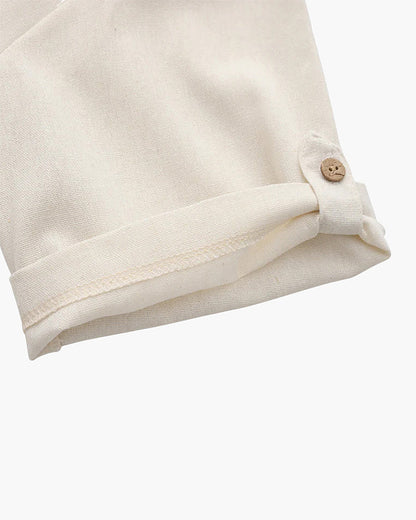 Linnen Poloshirt voor Heren Zomer met Borstzak Korte Mouw