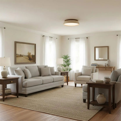 Depiara plafondlamp travertin hout LED 3000K beige plafondverlichting woonkamer slaapkamer hal badkamer modern minimalistisch