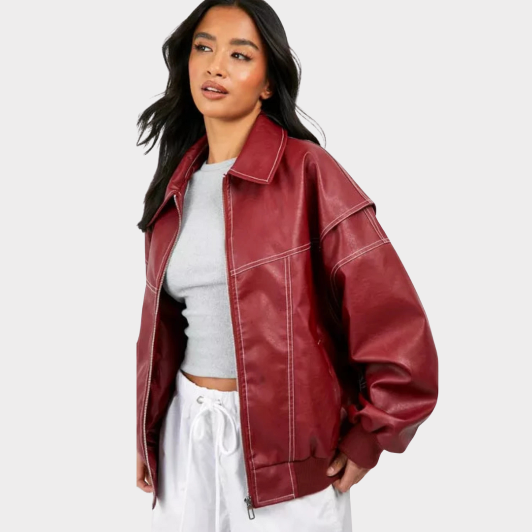 Bomberjack Oversized Met Contrasterende Ritsen en Kap