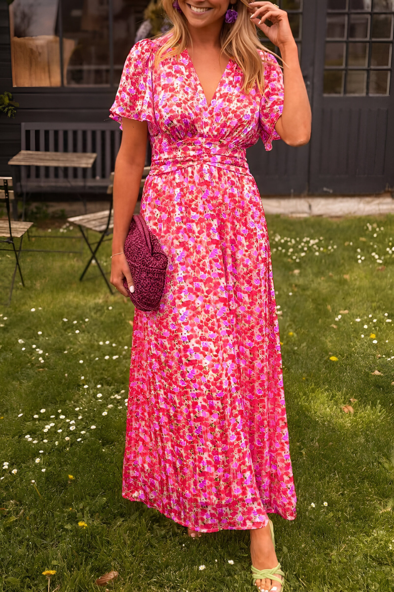 Vrouwelijke Maxijurk Zomerjurk met V-hals Elegante Jurk