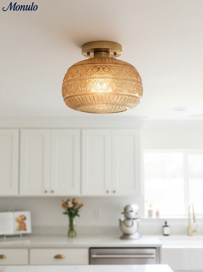 Glazen Bol Plafondlamp Getextureerd Glas Semi-Flush Verlichting voor Elke Ruimte