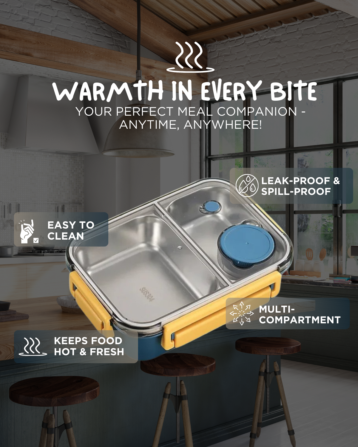 Geïsoleerde Lunchbox met Compartimenten - Warmhoudbakje voor Onderweg Groen Rood Blauw 2 of 3 Vakken - Premium Maaltijdcontainer Werk School Picknick