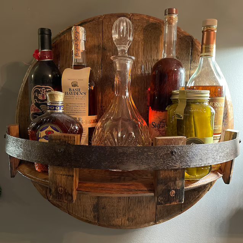 Wandrek Vaatdoek-Design Bruin Hout Flessenhouder voor 7 Flaschen 30x30x16cm Vintage Houten Kurkstijl