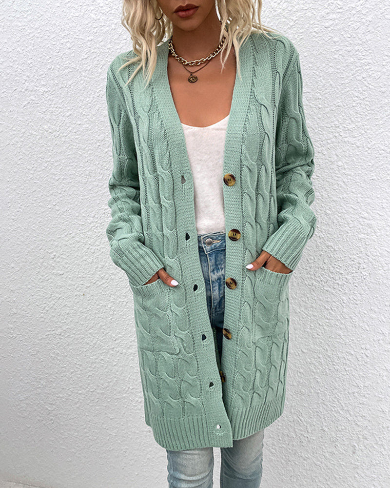 Lange Cardigan Met Lange Mouwen Effen Kleur