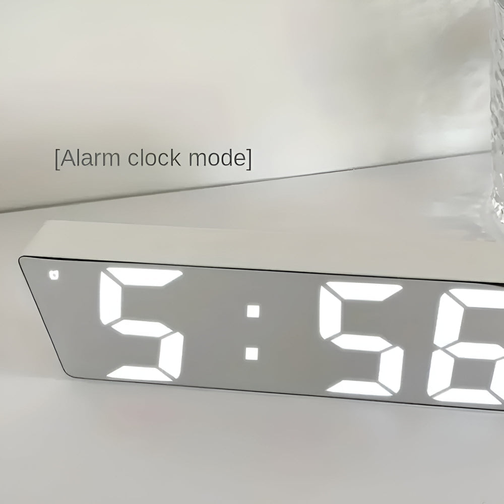 Digitale LED Spiegelwekker met Datum en Temperatuur — Minimalistisch Design voor Slaapkamer en Bureau