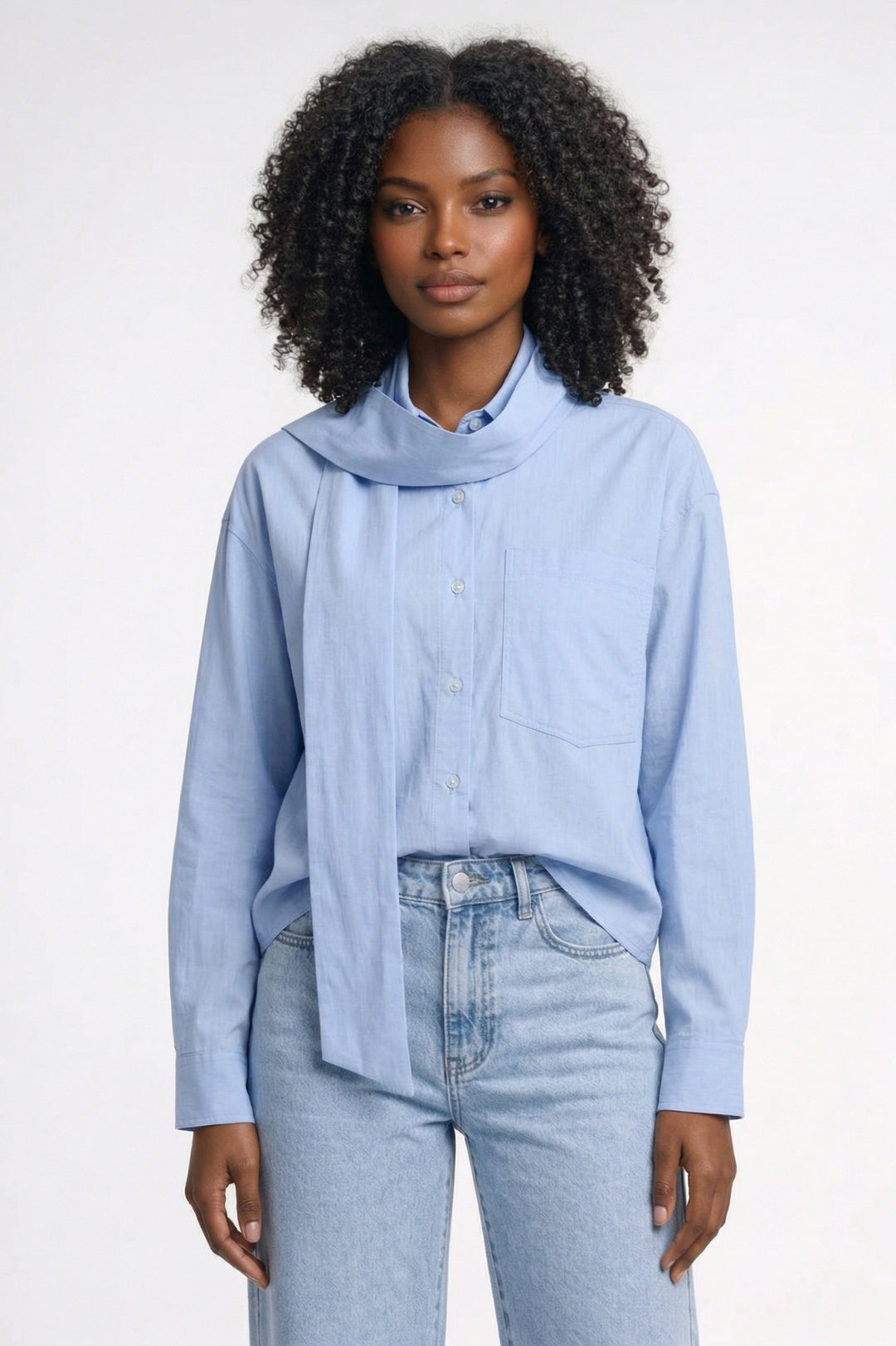 Dames Blouse met Strikdetail en Klassieke Kraag Elegante Snit