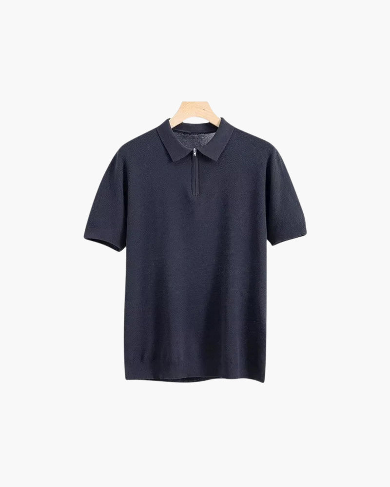 Heren Polo Korte Mouwen Gebreid Brooks Rits