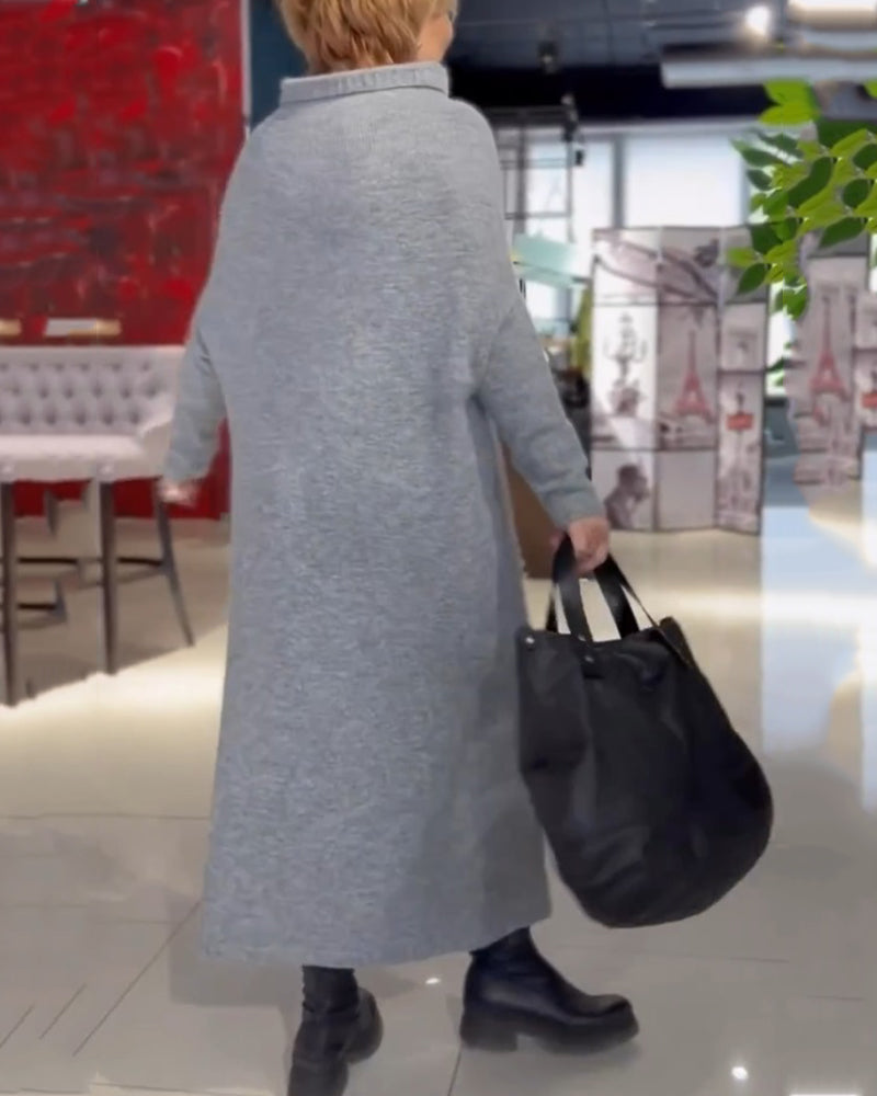 Vrouwelijke Lange Jurk met Col Rendeer en Elegante Pasvorm