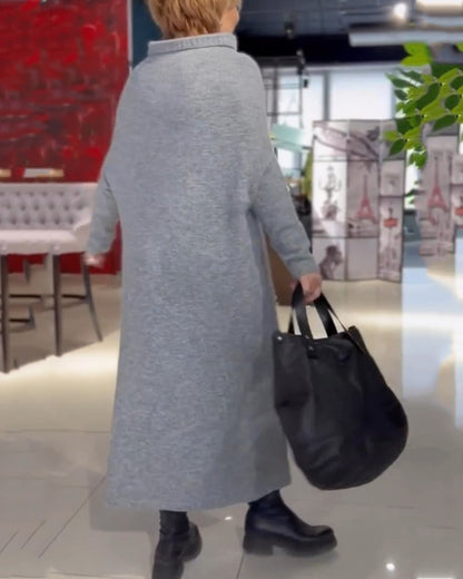 Vrouwelijke Lange Jurk met Col Rendeer en Elegante Pasvorm